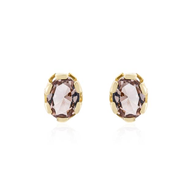 Geometric Brown Quartz Studs 