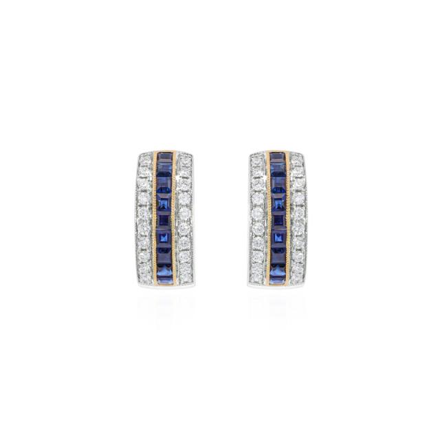 Ceylon Sapphire & Diamond Huggies
