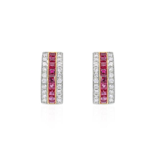 Ruby & Diamond Huggies  