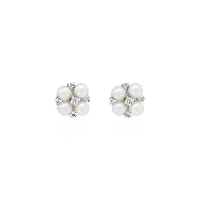 Delicate Flower Pearl Earrings