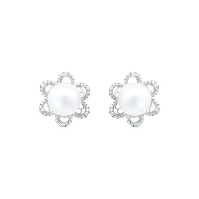 Majestic Pearl Flower Earrings 