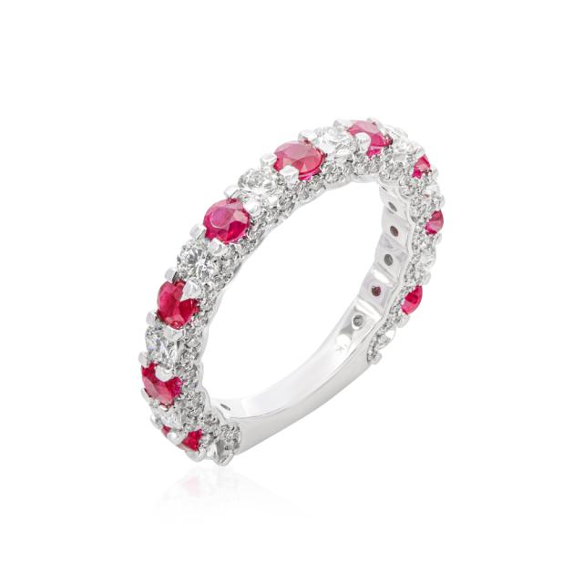 Regal Ruby Ring  14K White Gold Round Diamonds and Rubies Diamond Gallery , Majestic Splendor