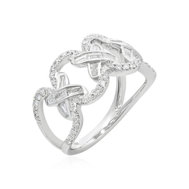 XO Love Fashion Ring, 18K White Gold, 0.83tw Round Diamond, Distinctive Design