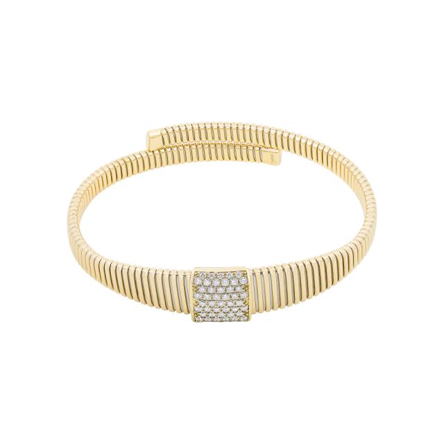 Radiant Bangle 18K Yellow Gold with diamonds, a versatile piece for layering or standalone elegance