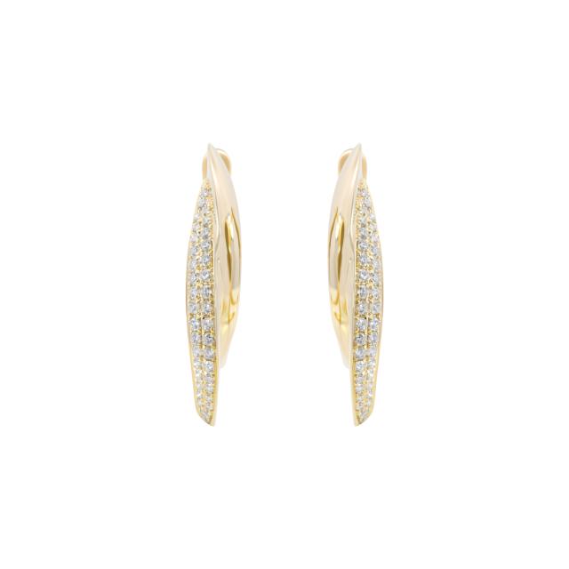 Sleek Oval Hoops 18K Yellow Gold with a high polish finish and diamonds, perfect for day to night