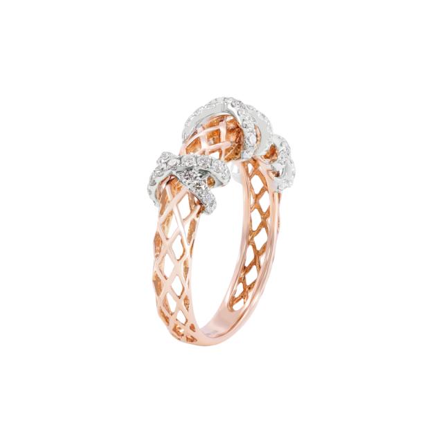 Triple Crossroads Ring 18K White & Rose Gold with diamond accents, symbolizing connection and unity