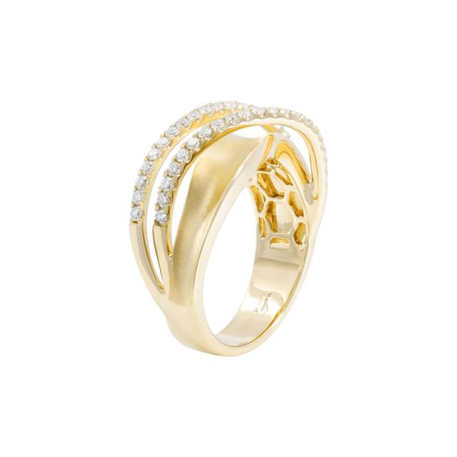 Satin Glow Ring 18K Yellow Gold with a mix of satin and high polish finishes, set with diamonds for 