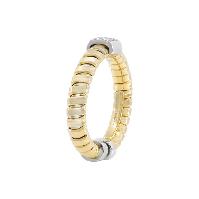 Versatile Brilliance Ring 18K White & Yellow Gold with diamonds, featuring an adjustable shank for c