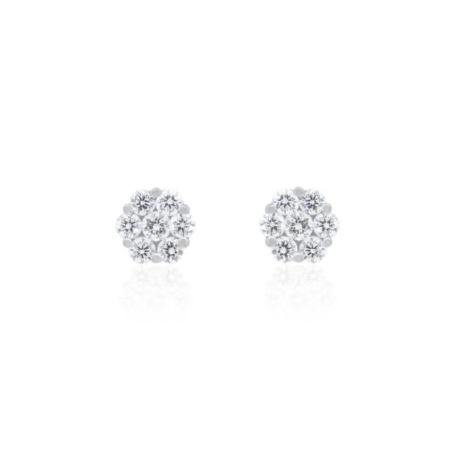 Cluster Radiance Studs - 14K White Gold, 0.50tw Round Diamonds. Pure brilliance in a classic design.