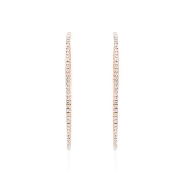 Rosy Opulence Hoops - 14K Rose Gold, 1.42tw Diamonds. Rich and luxurious, perfect for special occasi