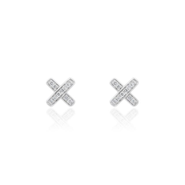 Golden X Studs 14K White Gold, 0.14ctw Diamond, Every Day Glamour