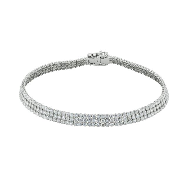 Luxurious Triple Row Tennis Bracelet-18K White Gold, 3.95tw Brilliant Round Diamonds, 7