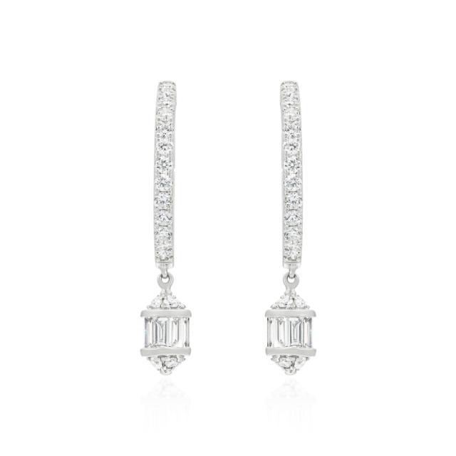 Sophisticated Drops - 14K White Gold, 1.37tw Round Diamonds, Stunning and Elegant Design