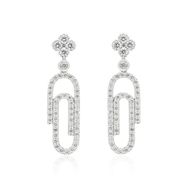 Timeless Drop Earrings - 14K White Gold, 1.00tw Round Diamonds, Refined and Graceful