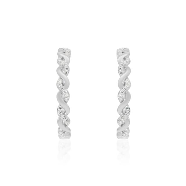 Refined Medium Hoops - 14K White Gold, 0.36ctw Round 2 Diamonds, Sleek and Stylish