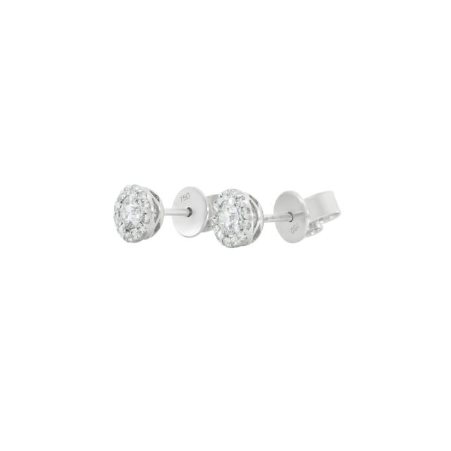 Cluster Brilliance Studs,18K White Gold, 0.46tw Diamond, Classic Sparkle