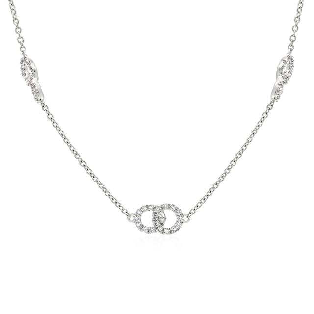 Sophisticated Station Necklace - 18K White Gold, 1.28tw Round Diamonds, Versatile Radiance