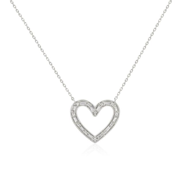 Heartfelt Love Pendant - 14K White Gold, 0.22tw Diamonds, Romantic Statement