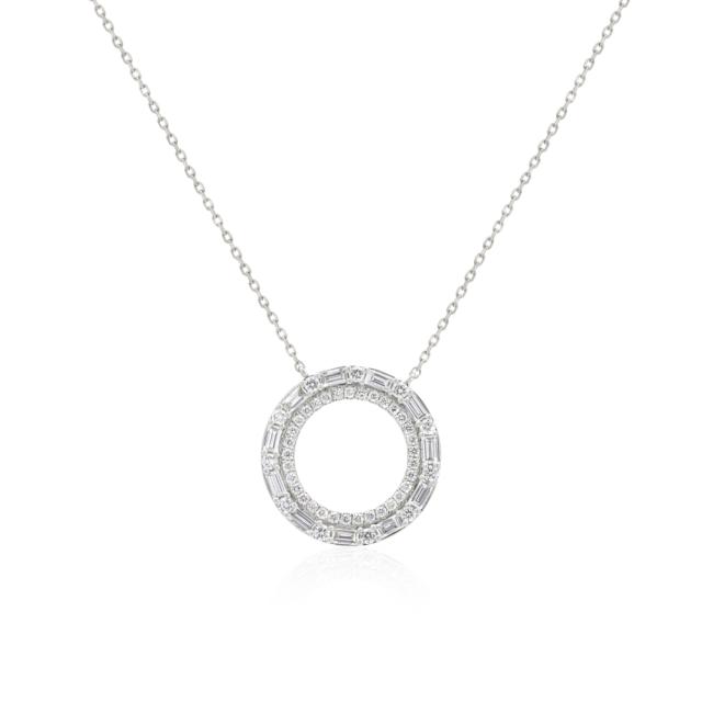 Multi-Shape Circle Pendant - 14K White Gold, 0.78tw Diamonds, Intricate Harmony