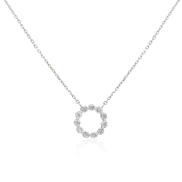 Everyday Elegance Circle Pendant - 14K White Gold, 0.25tw Diamonds, Subtle Sophistication