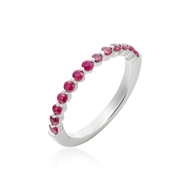 Classic Ruby Ring 14K White Gold Round Rubies Classic & Timeless Beauty