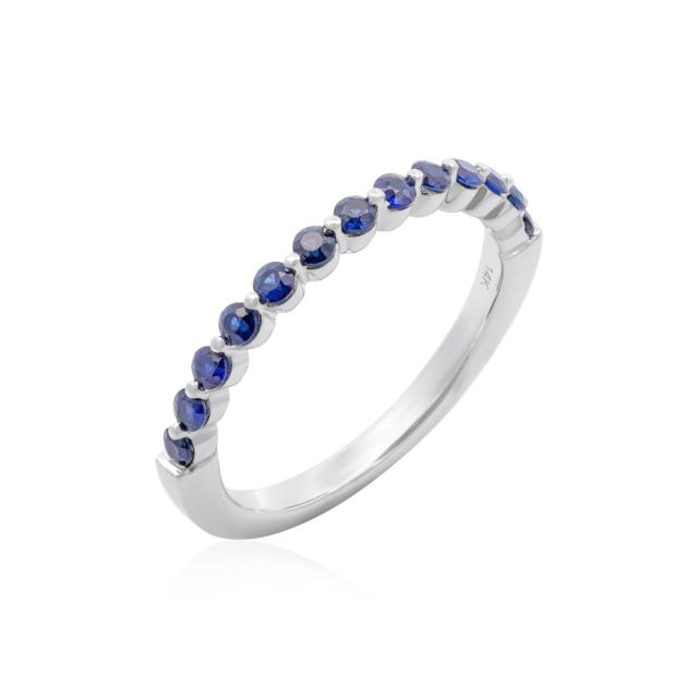 Classic Sapphire Ring, 14K White Gold, Round Blue Sapphire, Elegant Simplicity