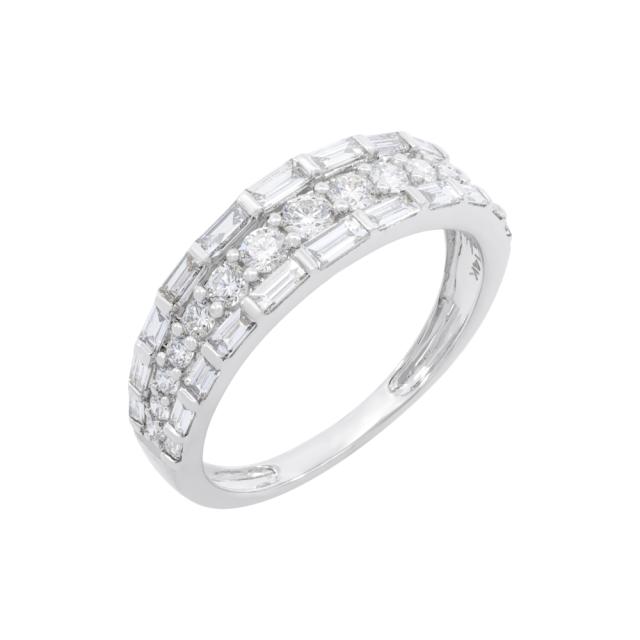 Delicate Grace Diamond Band, 14K White Gold, 0.96tw Round Diamonds, Refined Elegance