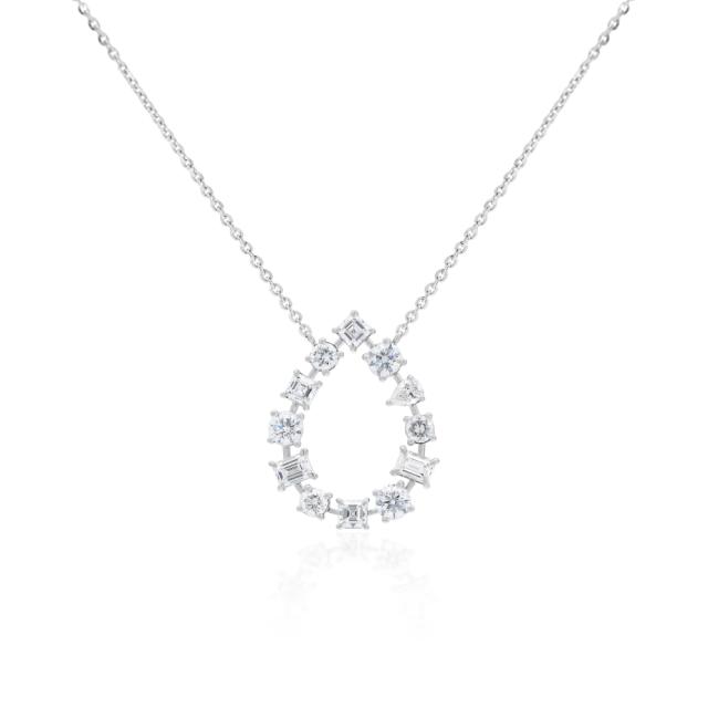 Teardrop Sparkle Pendant - 14K White Gold, 1.38tw Diamonds, Fluid Elegance