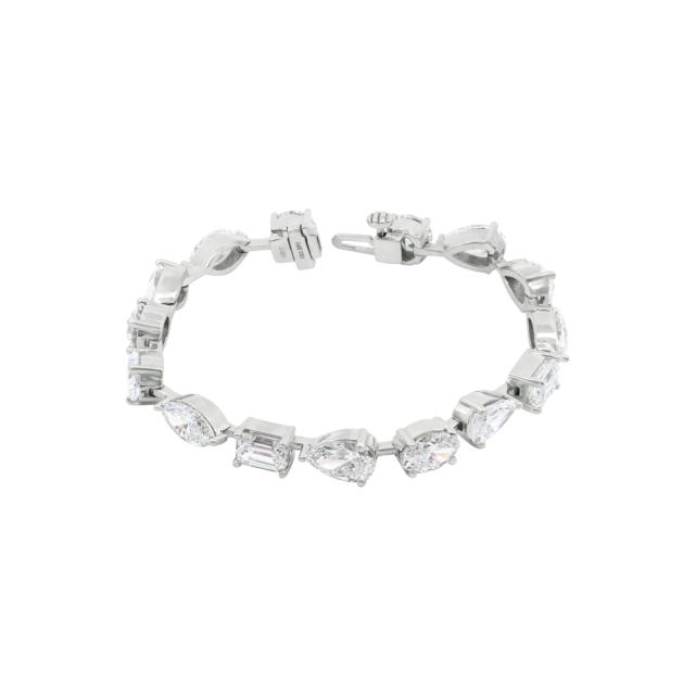 One of a Kind Diamond Bracelet, 14K White Gold, 16.00ctw Rnd/MQ/Emer/Pear Shape, Grand Luxury