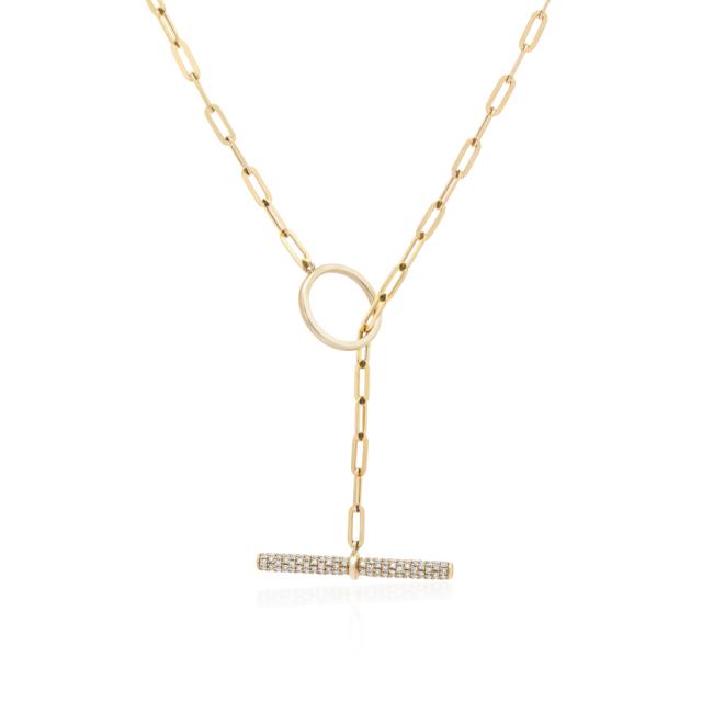 Paperclip Link T Bar Necklace