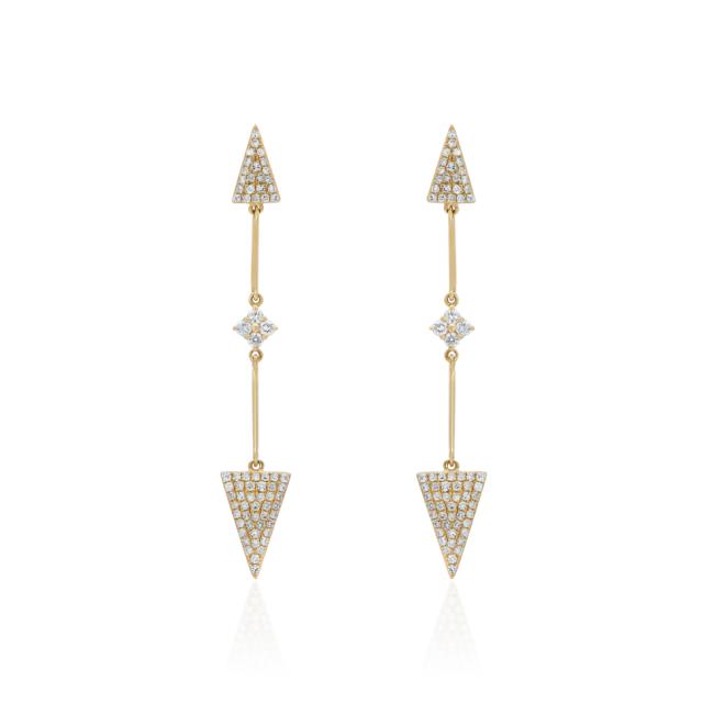 Golden Triangle Drops - 14K Yellow Gold, 0.52tw Round Diamonds. Geometric brilliance for modern styl