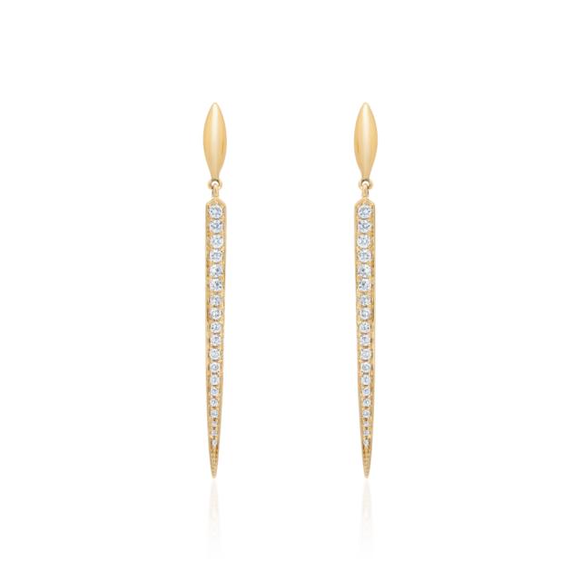 Golden Drop Elegance - 14K Yellow Gold, 0.80tw Round Diamonds. Effortless elegance in every drop.