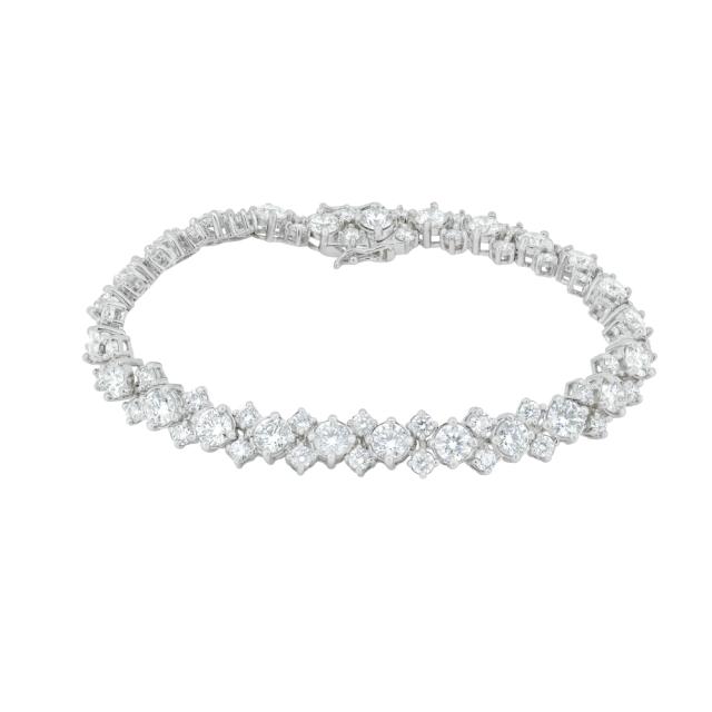 Elegant Tennis Bracelet - 18K White Gold, 7.99tw Round  Diamonds, 6.5