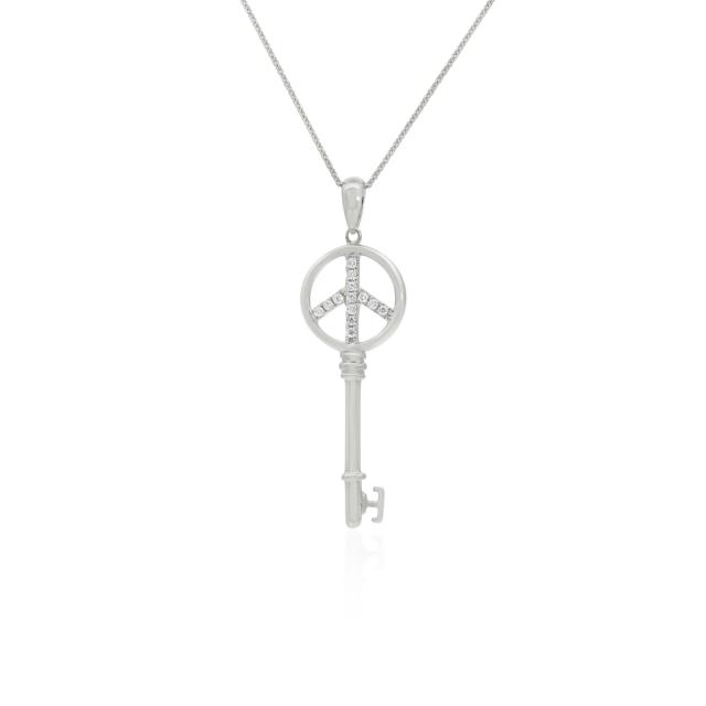 Petite Key Pendant - 14K White Gold, 0.07tw Diamonds, Tiny Treasure