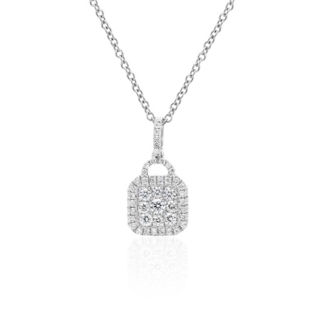 Lock of Love Pendant - 14K White Gold, 0.43tw Diamonds, Secure Your Heart