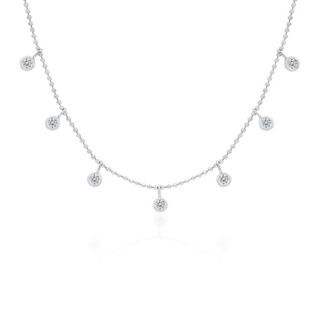 Everyday Station Necklace - 14K White Gold, 0.60tw Round Diamonds, Impecable Sparkle