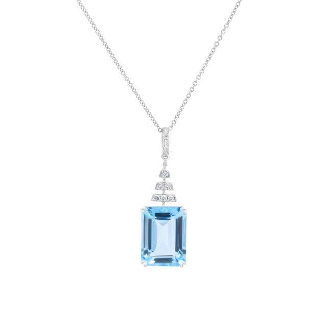 Blue Topaz & Diamond Pendant