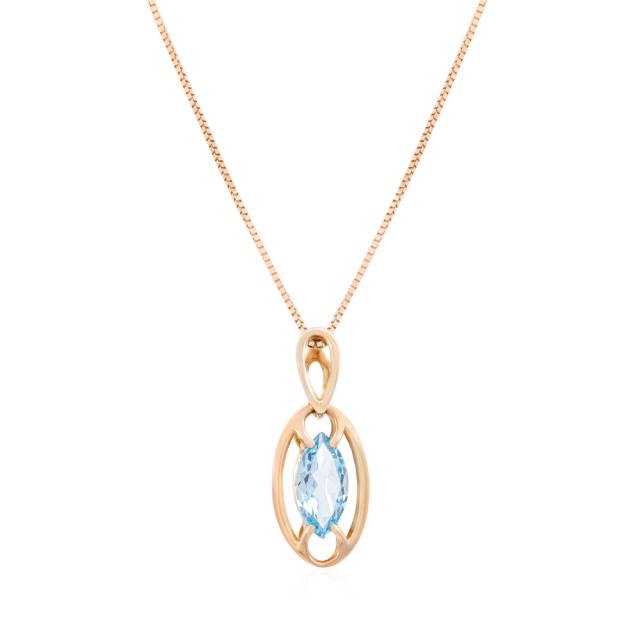 Blue Topaz Four Prong Necklace   