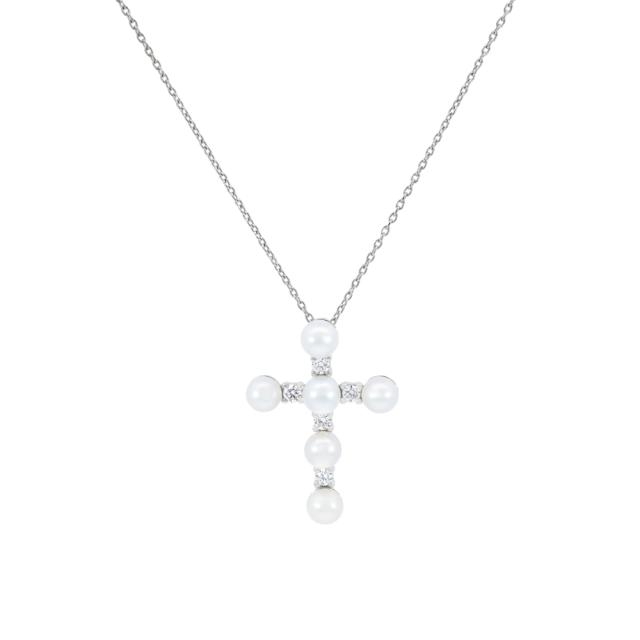 Delicate Pearl Cross Pendant