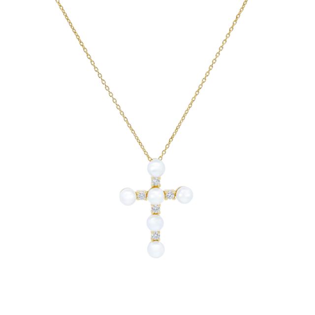 Delicate Pearl Cross Pendant