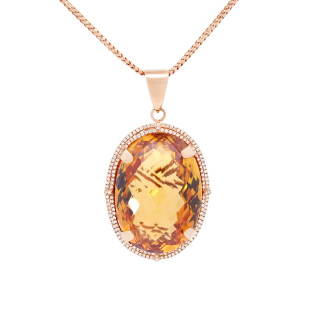 Majestic Citrine & Diamond Pendant