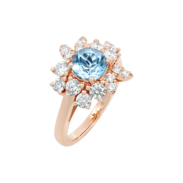 Radiant Diamond & Bl Tpz Ring 