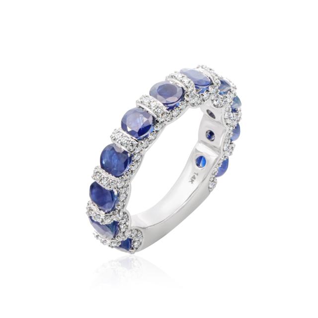 Blue Sapphire & Diamond Band  