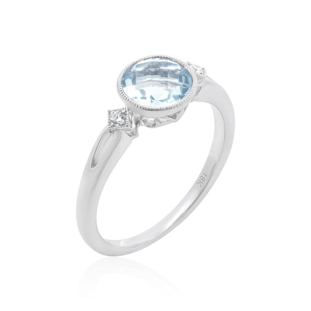 Blue Topaz Diamond Ring 