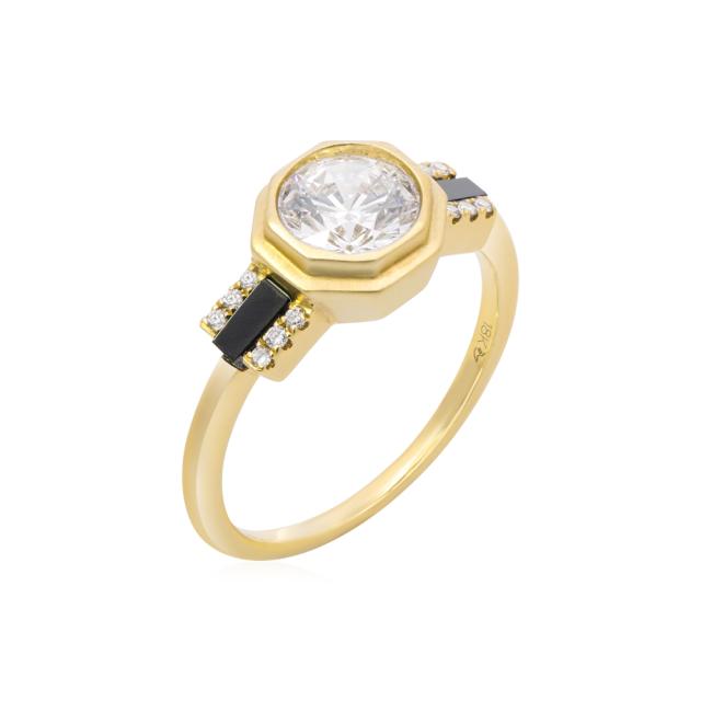 Golden Satin Octagon Ring 