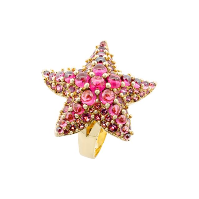 Rhodolite Starfish Ring  