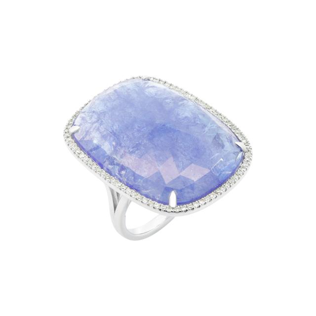 Tanzanite Split Shank Halo Ring   