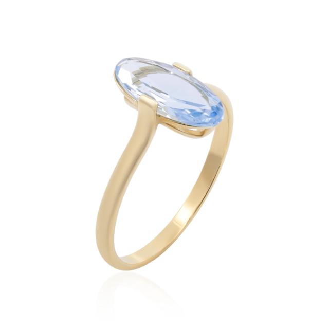 Elongated Oval Blue Topaz Ring   