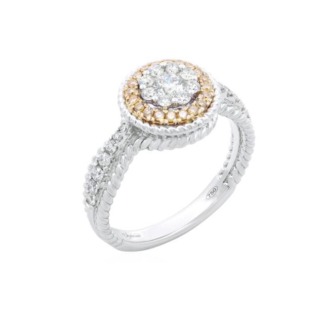 Roped Diamond Flower Ring