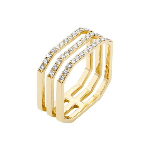 3 Row Octagon Chic Ring  